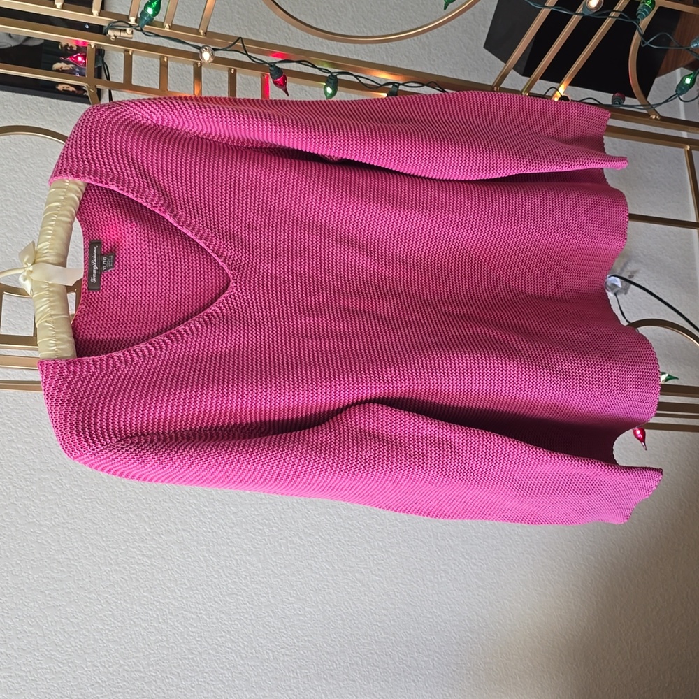 Tommy Bahama women's pink cotton V neck sweater - XL